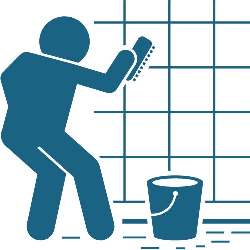 Icon of a tradesperson tiling a wall
