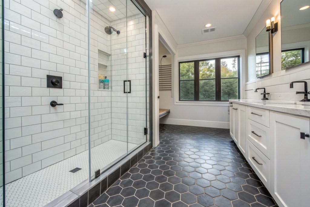 Mosaic non-slip tiles providing safety and style in Hobart walk-in shower installation