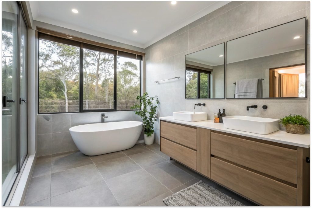 Level tiled bathroom floor in Hobart home after professional floor levelling