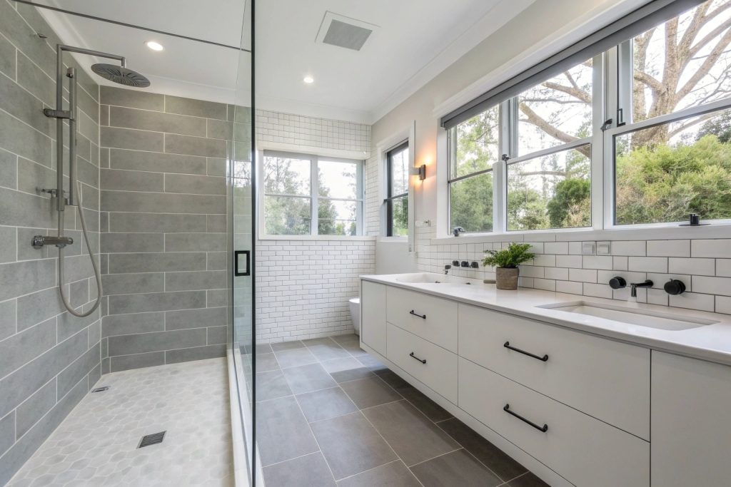 Hobart bathroom renovation with AS3740 compliant waterproofing membrane installation