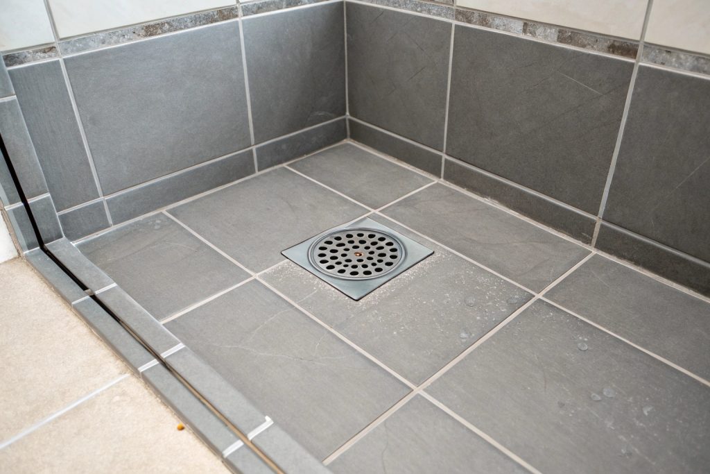 Properly waterproofed shower floor and drain in Hobart bathroom