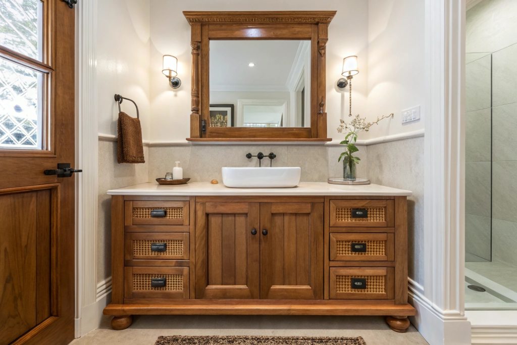 Custom bathroom vanity Sandy Bay heritage home renovation