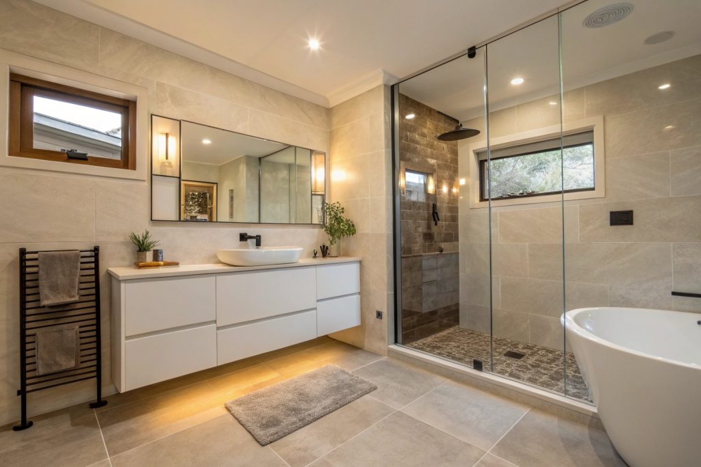 Freshly renovated accessible bathroom in a Hobart home
