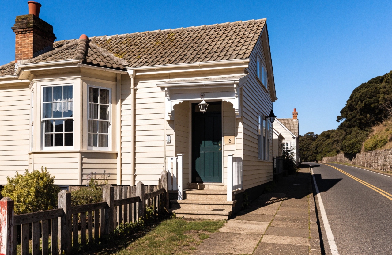 Heritage-listed weatherboard cottage with ornate verandah in Battery Point, Hobart